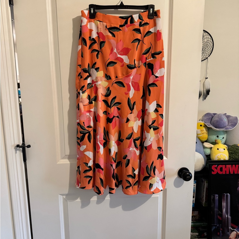 Liz Claiborne Orange Floral Midi Skirt